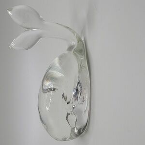 Elegant Clear Glass Whale Figurine Paper Weight
